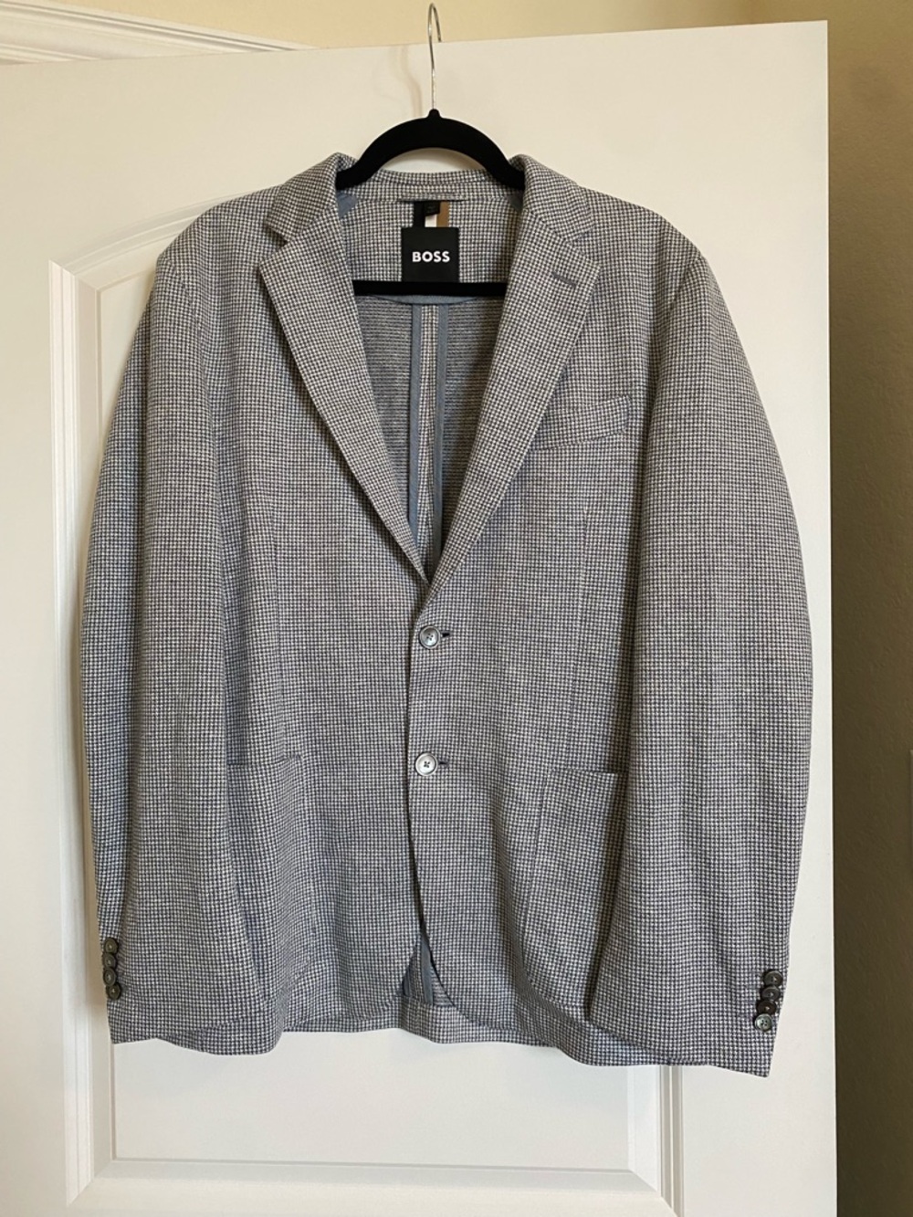 BOSS Gray Micro-Check Two-Button Sport Coat